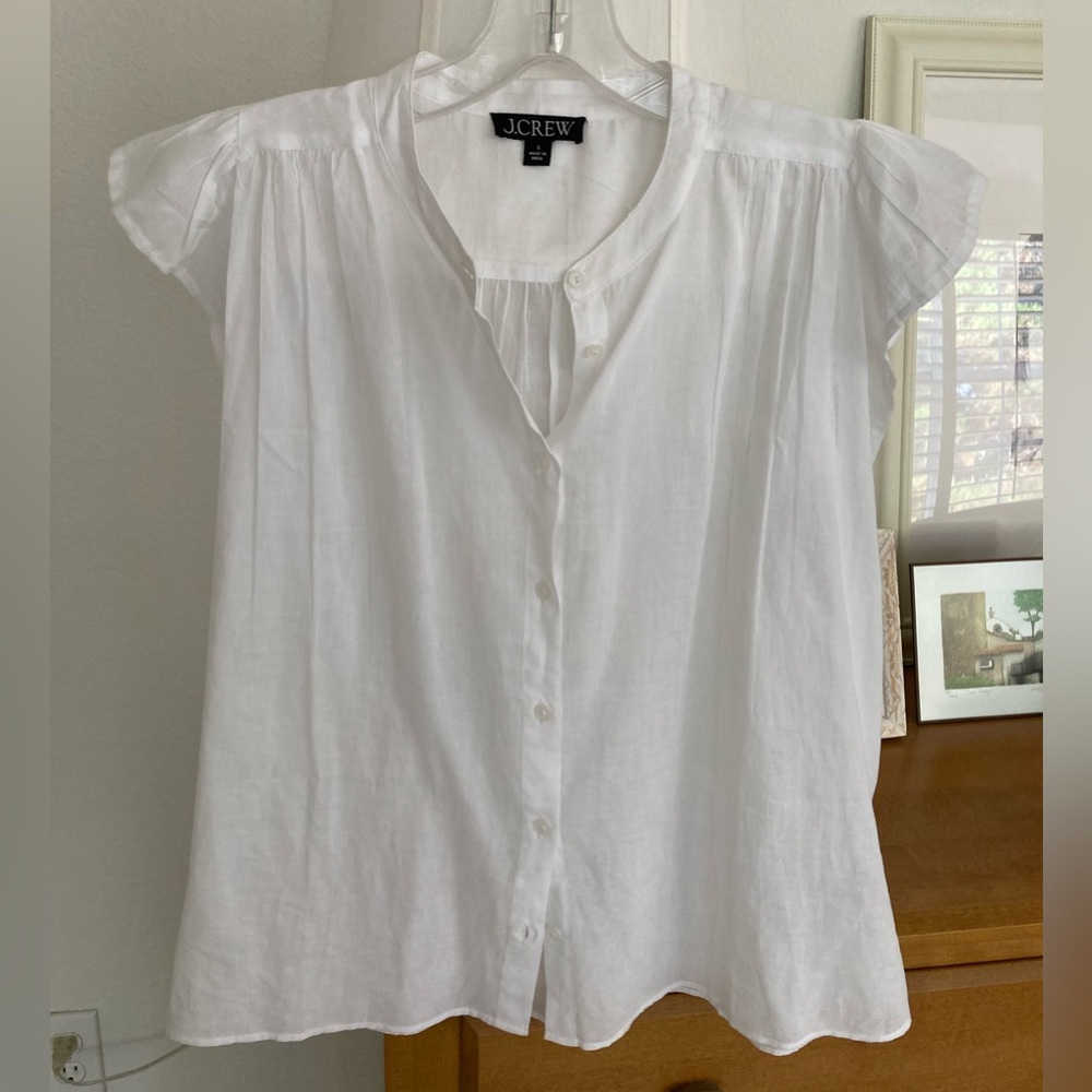 J. Crew Women's White Cap Sleeve Blouse